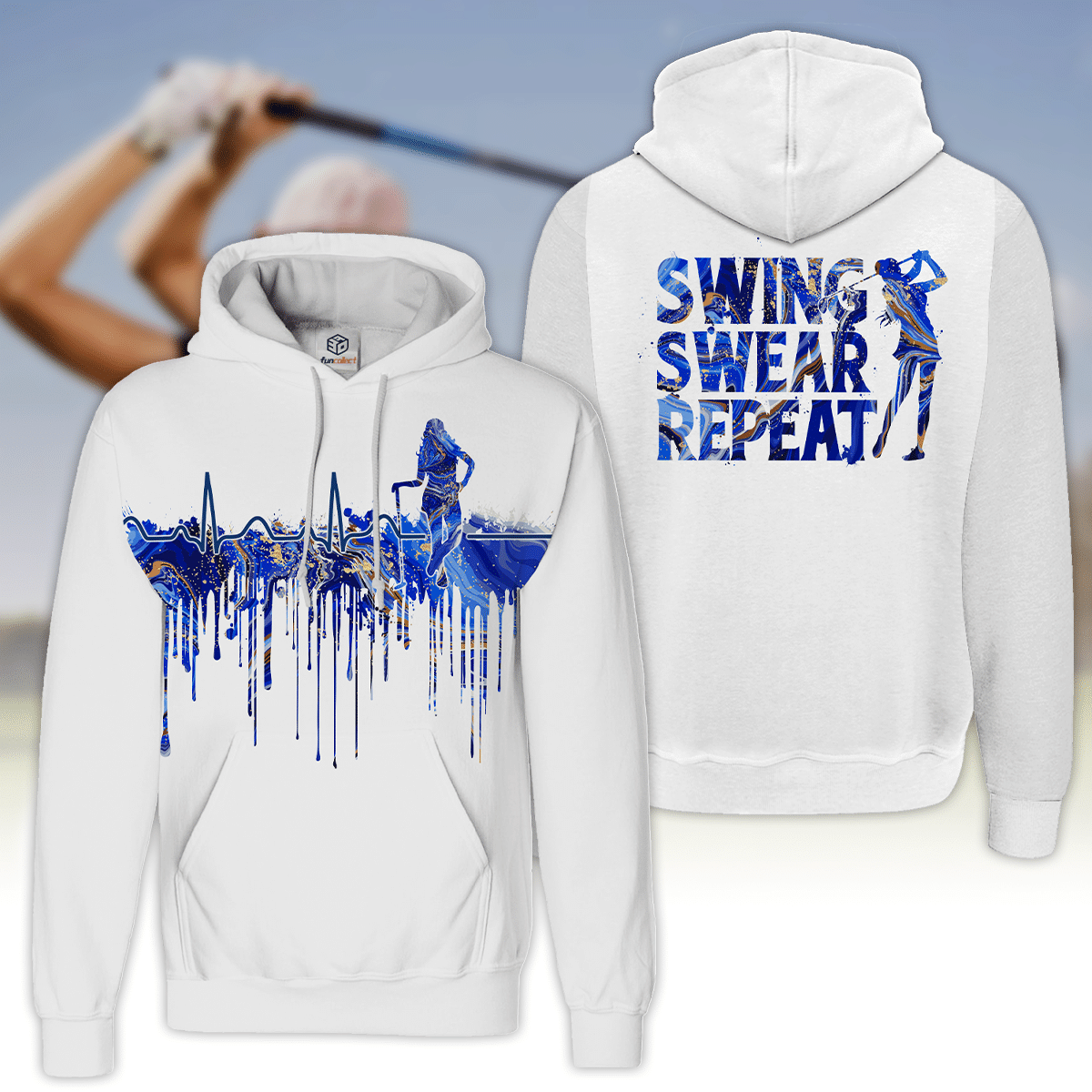 Blue Marble Blue Marble Swing Swear Repeat Golfer Gift Hoodie Zipper Hoodie Shirt