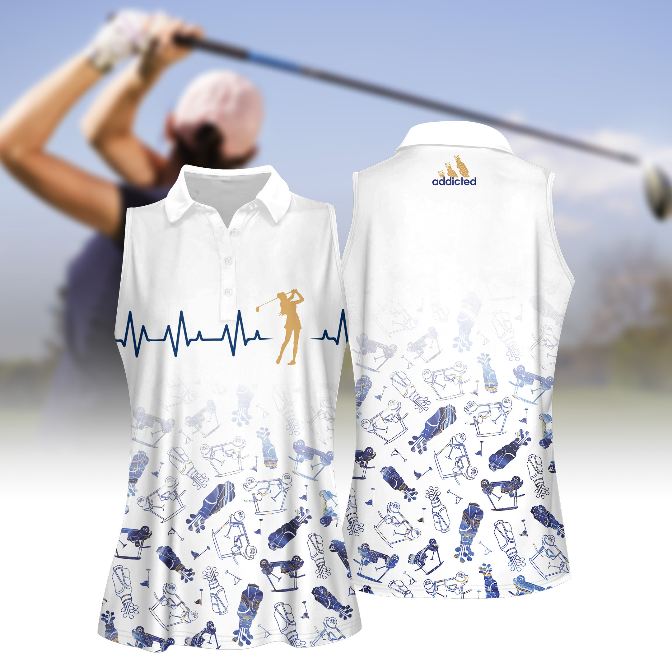 Blue Marble Heart Beat V3 Women Short Sleeve Polo Shirt Sleeveless Polo Shirt