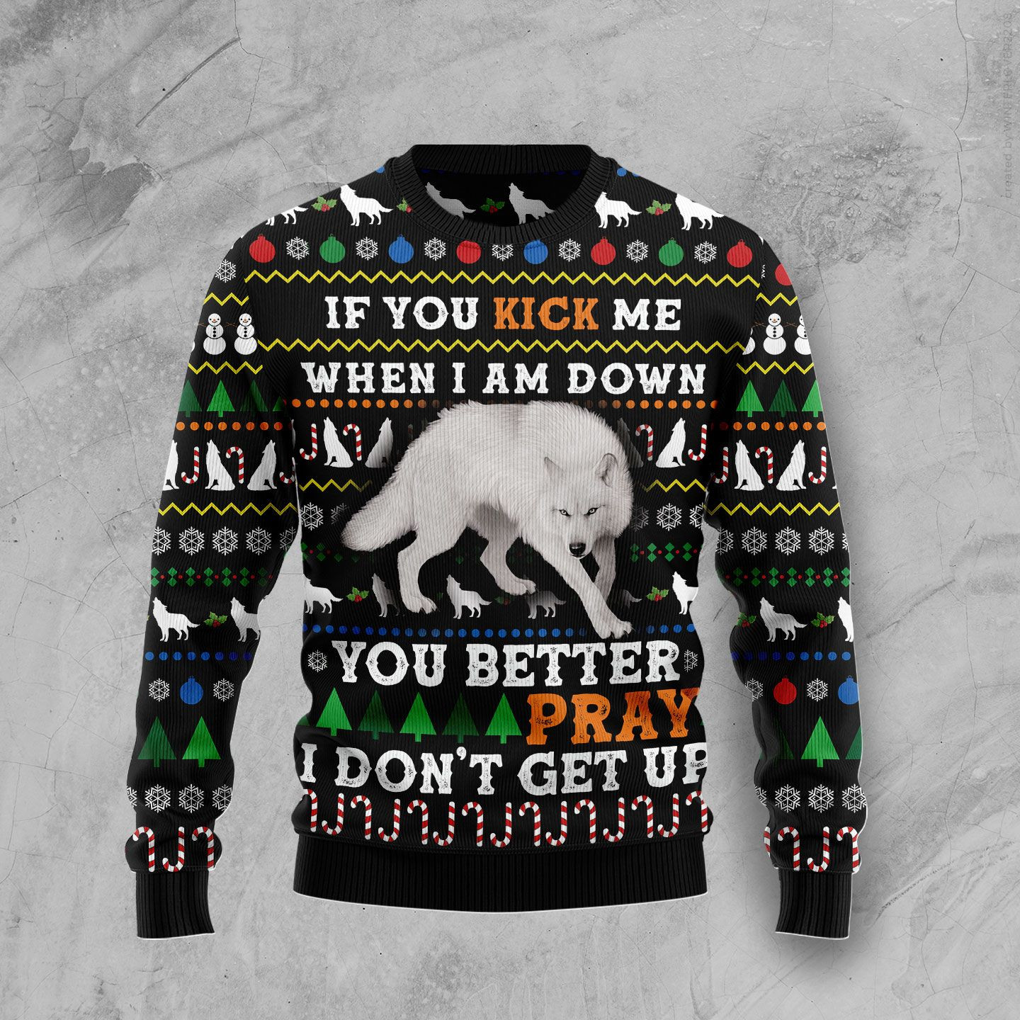Blue Snow Awesome Wolf Ugly Christmas Sweater