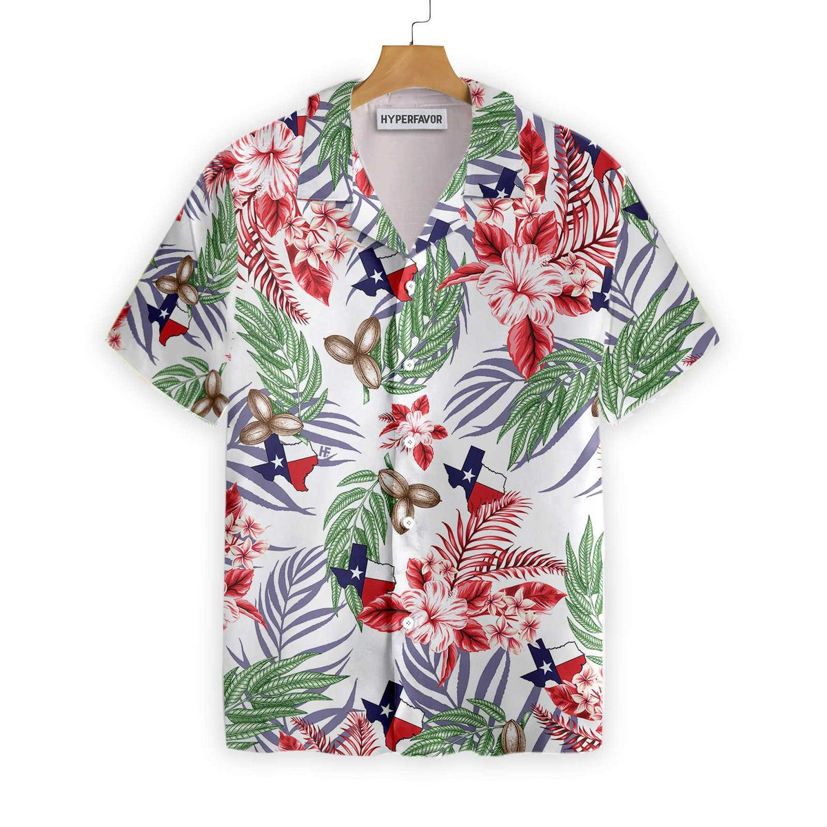 Bluebonnet Texas Hawaiian Shirt Pecan Version Button Down Floral And Flag Texas Shirt Proud Texas Shirt For Men