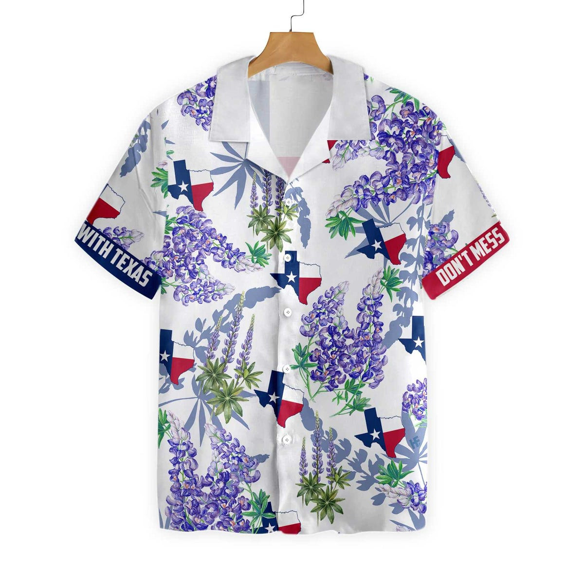 Bluebonnet Texas Hawaiian Shirt Purple Version Button Down Floral And Flag Texas Shirt Proud Texas Shirt For Men