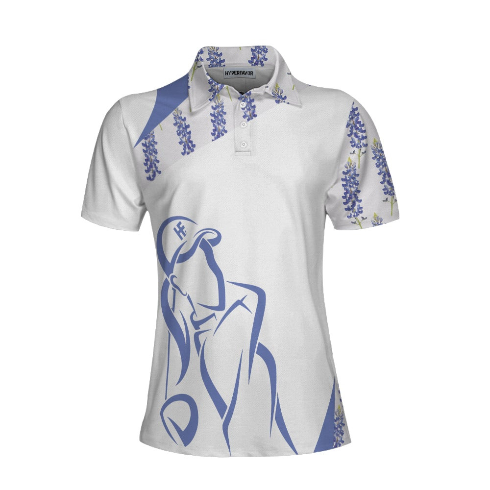 Bluebonnet Women Golfer Short Sleeve Women Polo Shirt Unique Female Golf Gift