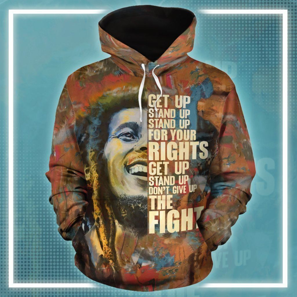 Bob Marley Get Up Stand Up Stand Up For Your Rights For Unisex 3D All Over Print Hoodie