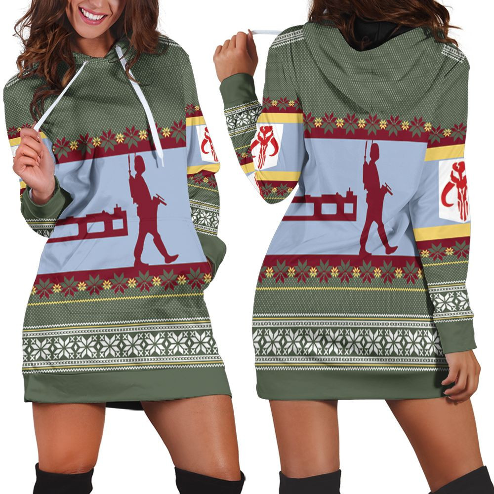 Boba Fett Nordic Christmas Knitting Pattern 3d Hoodie Dress Sweater Dress Sweatshirt Dress