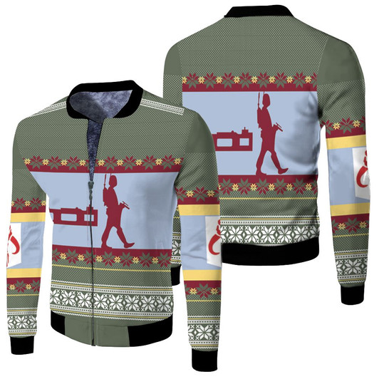 Boba Fett Nordic Christmas Knitting Pattern Fleece Bomber Jacket