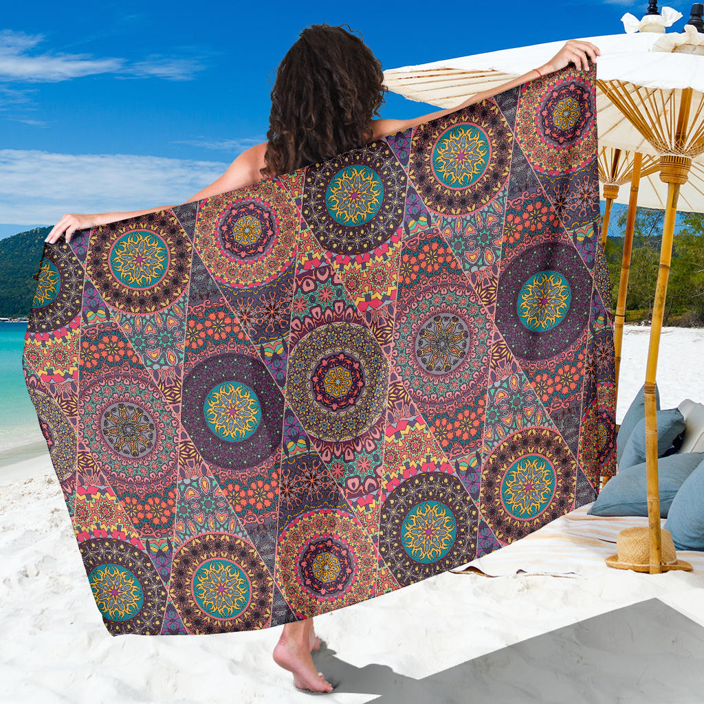 Bohemian Pattern Print Sarong Cover Up Bohemian Pareo Wrap Skirt Dress