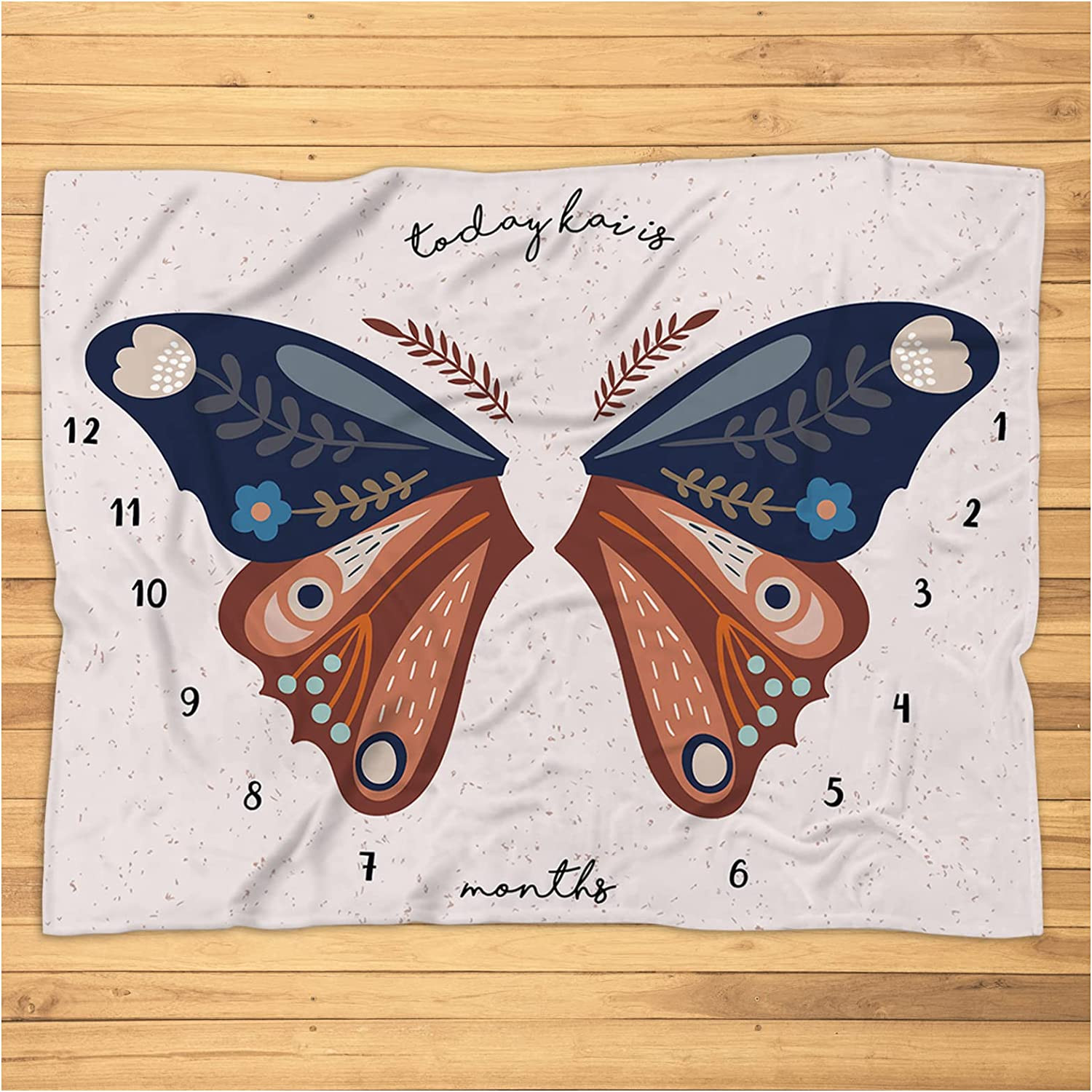 Boho Butterfly Wings Baby Monthly Milestone Blanket Girl, Watch me Grow, Newborn Photography Backdrop, Boho Butterfly Baby Name Blanket, Expecting Mom Gift Blanket, Super Soft Plush Blanket for Baby for Kids