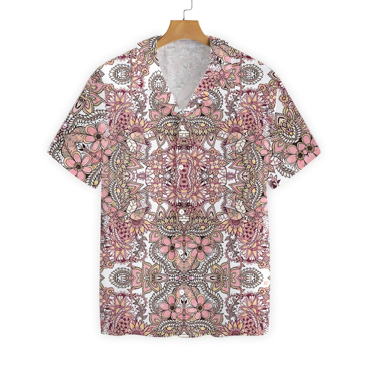 Boho Chic Red Brown Floral Pattern Hawaiian Shirt