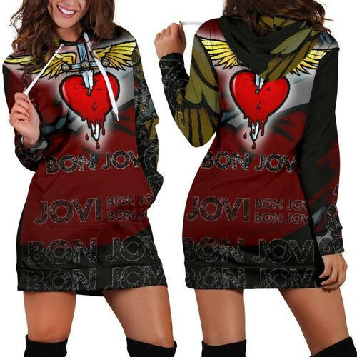 Bon Jovi Hoodie Dress Sweater Dress Sweatshirt Dress 3d All Over Print For Women Hoodie