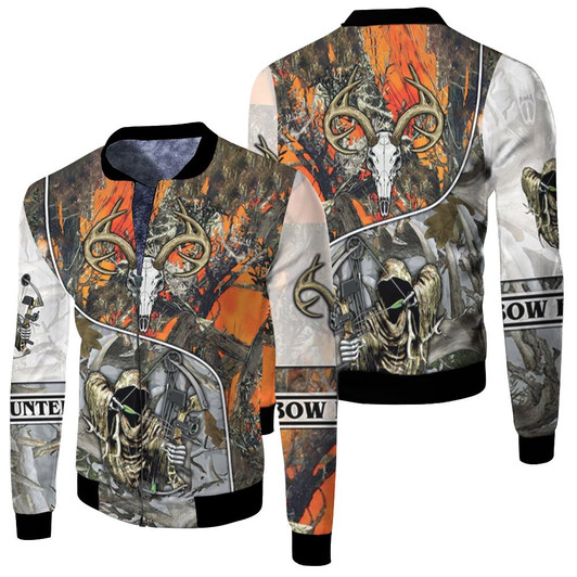 Bone Reaper Bow Hunter Fleece Bomber Jacket