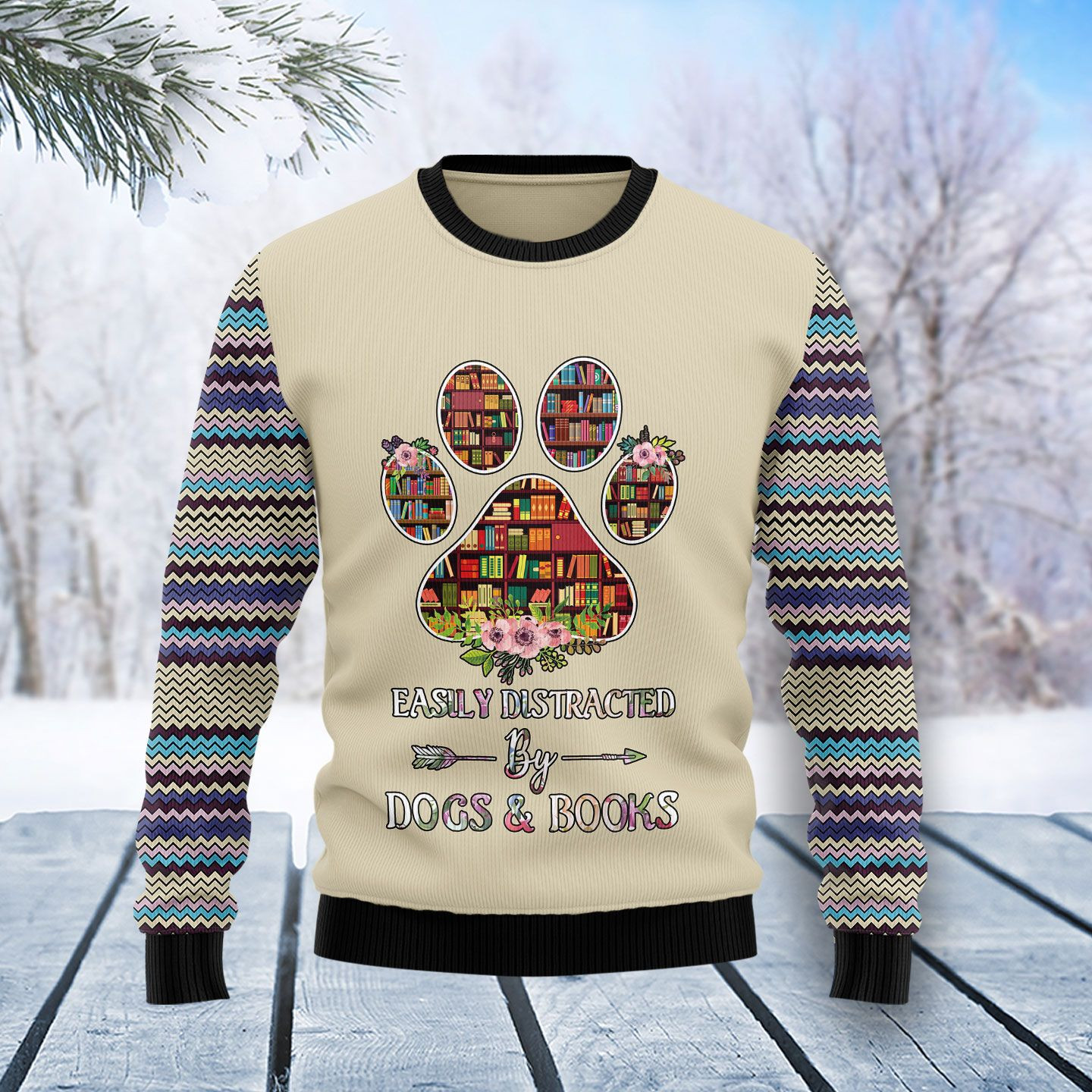 Book And Dogs Ugly Christmas Sweater Ugly Sweater For Men Women