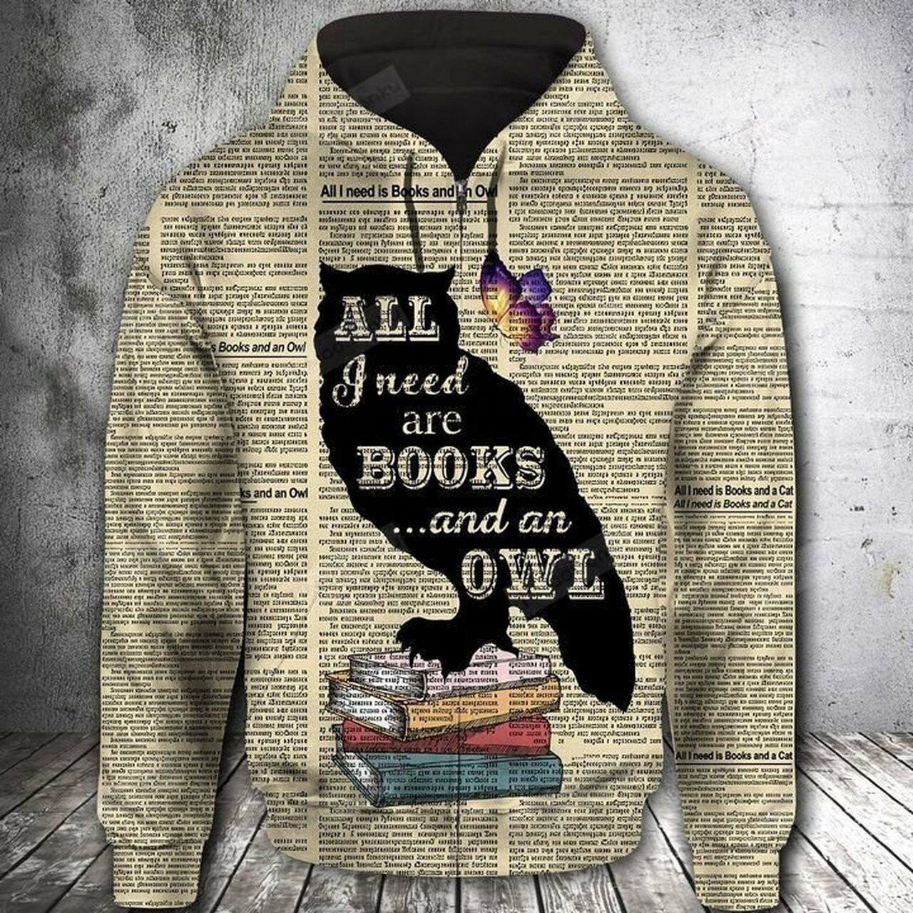 Book And Owl 3d All Over Print Hoodie