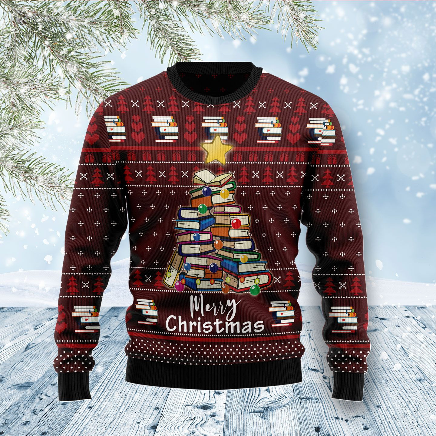 Book Pine Ugly Christmas Sweater Ugly Sweater For Men Women