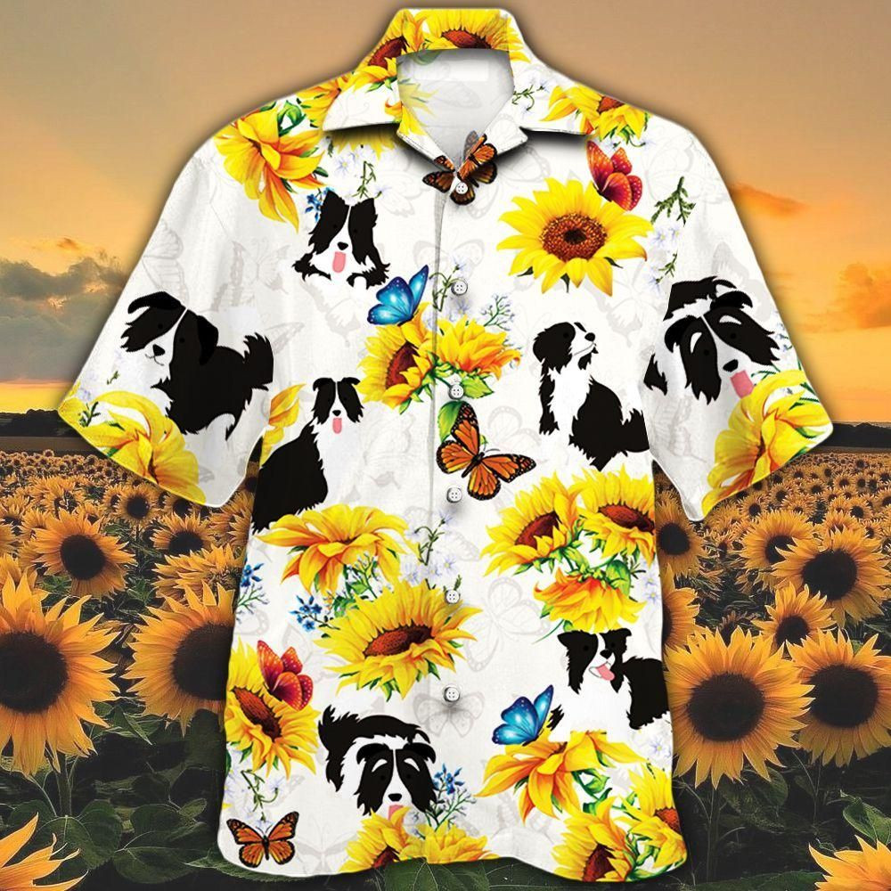 Border Collie Dog Lovers Sun Flower Aloha Hawaiian Shirt Colorful Short Sleeve Summer Beach Casual Shirt For Men And Women