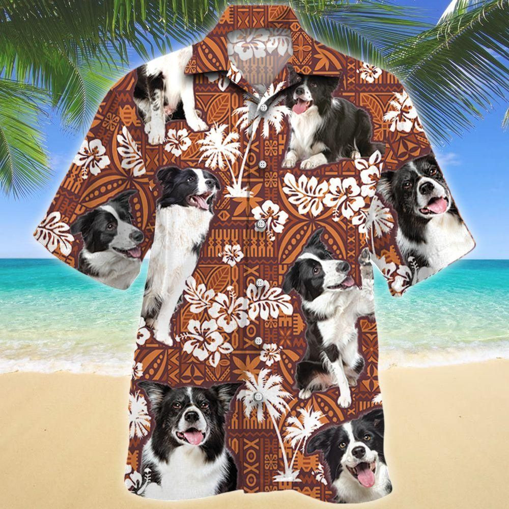 Border Collie Dog Red Tribal Aloha Hawaiian Shirt Colorful Short Sleeve Summer Beach Casual Shirt For Men And Women