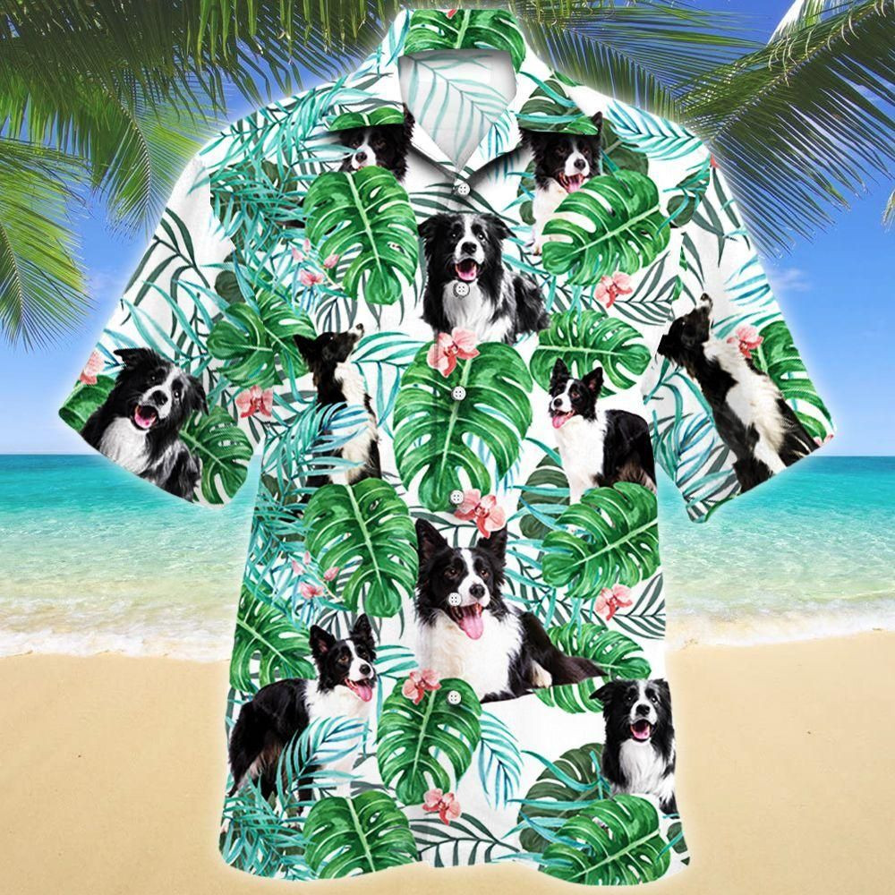 Border Collie Dog Tropical Plant Aloha Hawaiian Shirt Colorful Short Sleeve Summer Beach Casual Shirt For Men And Women