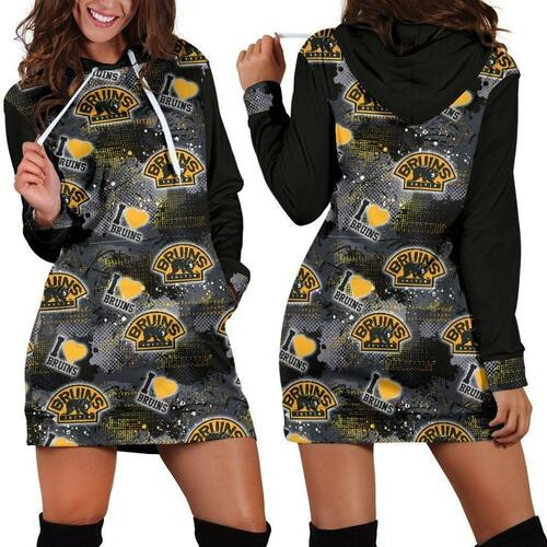 Boston Bruins Hoodie Dress Sweater Dress Sweatshirt Dress 3d All Over Print For Women Hoodie