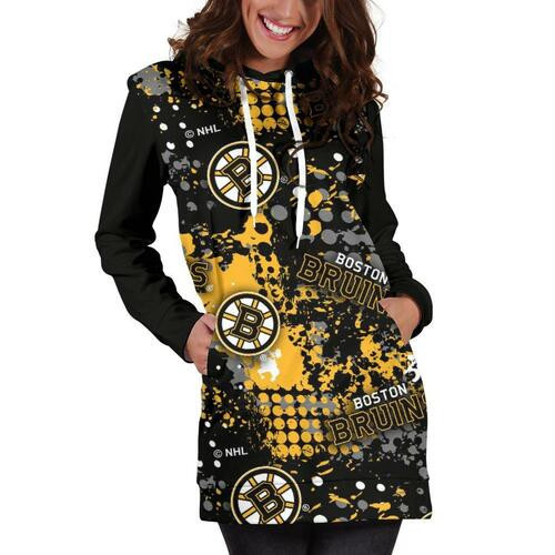 Boston Bruins Hoodie Dress Sweater Dress Sweatshirt Dress 3d All Over Print For Women Hoodie