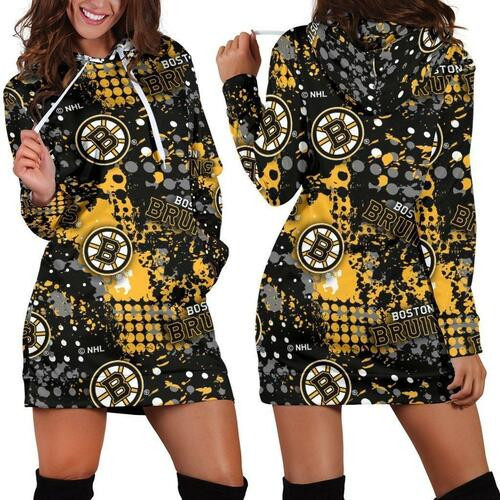 Boston Bruins Hoodie Dress Sweater Dress Sweatshirt Dress 3d All Over Print For Women Hoodie