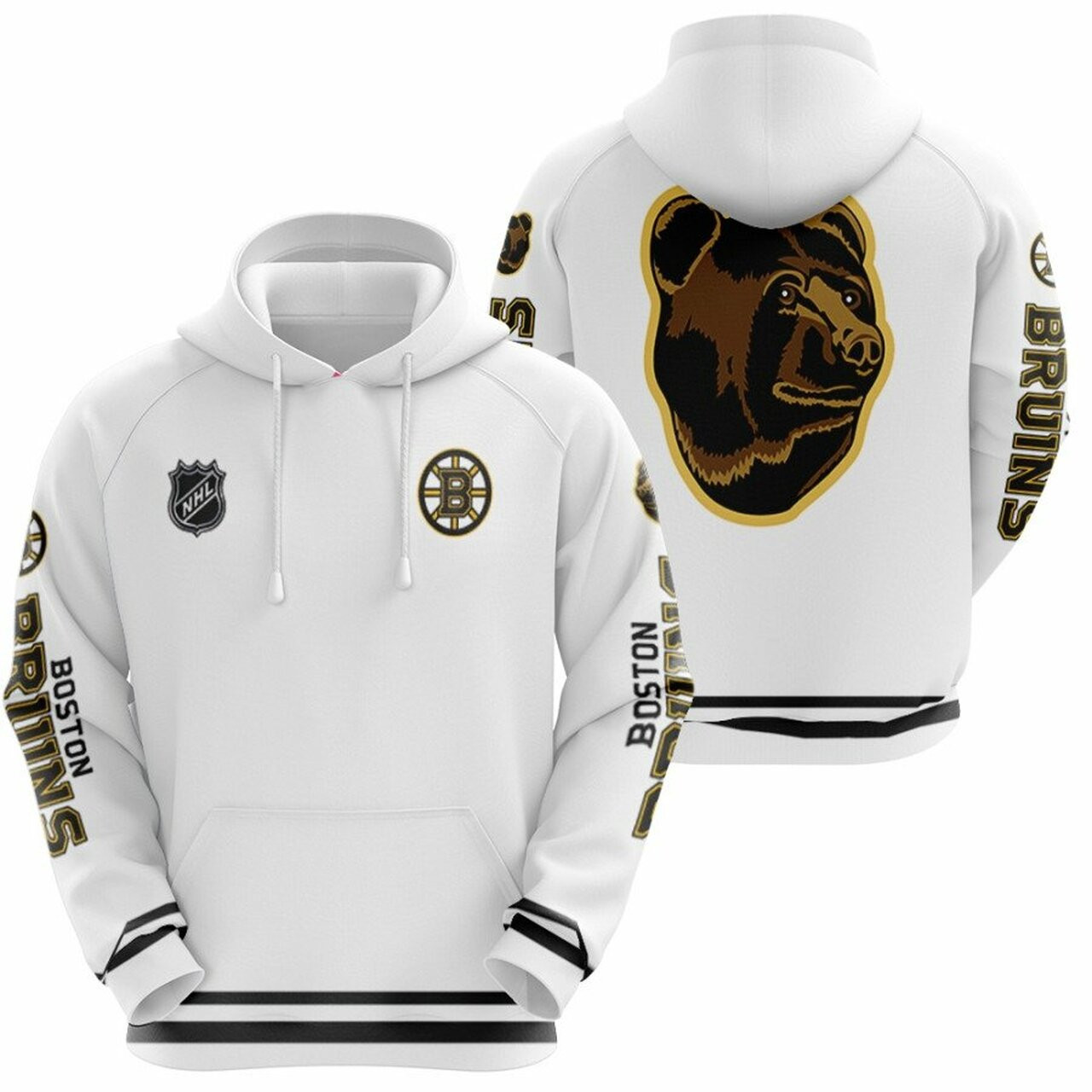 Boston Bruins Nhl Ice Hockey Team Blades The Bruin Logo Mascot White 3d Designed Allover Gift For Bruins Fans Hoodie