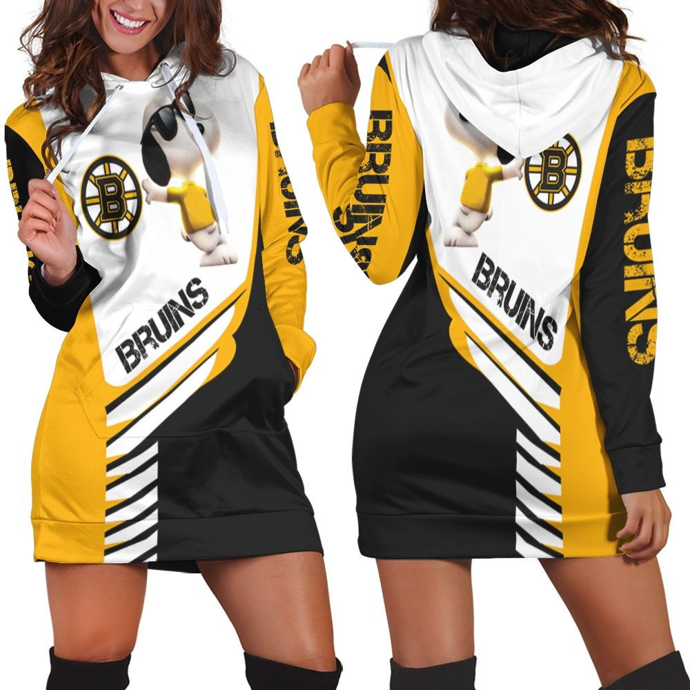 Boston Bruins Snoopy For Fans 3d Hoodie Dress Sweater Dress Sweatshirt Dress