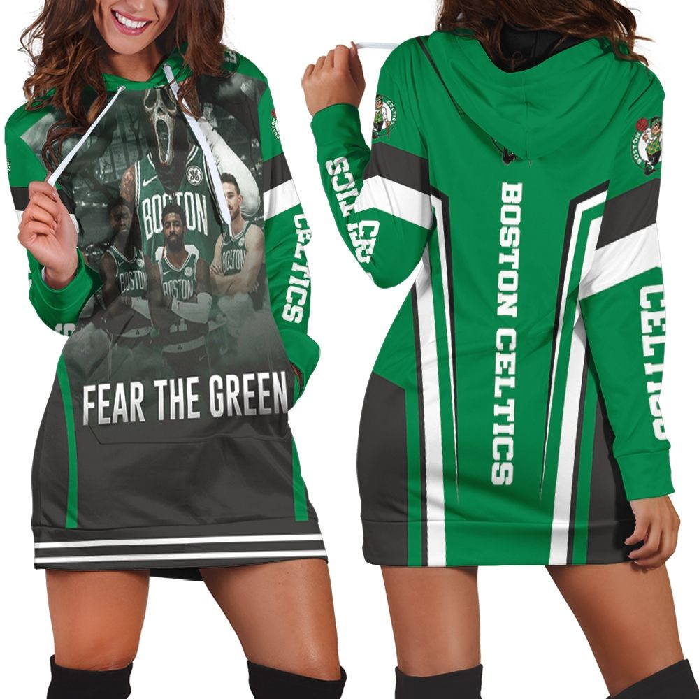 Boston Celtics Fear The Green Hoodie Dress Sweater Dress Sweatshirt Dress