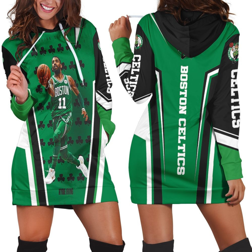 Boston Celtics Kyrie Irving 11 Shamrock Hoodie Dress Sweater Dress Sweatshirt Dress