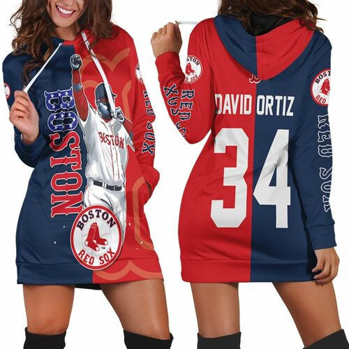 Boston Red Sox David Ortiz Strong Hoodie Dress Sweater Dress Sweatshirt Dress