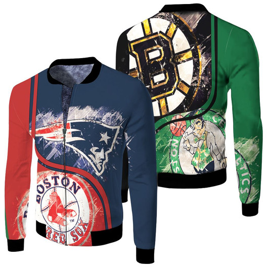 Boston Red Sox New England Patriots Boston Bruins Boston Celtic Fleece Bomber Jacket