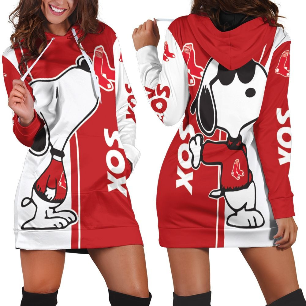 Boston Red Sox Snoopy Lover 3d Hoodie Dress Sweater Dress Sweatshirt Dress