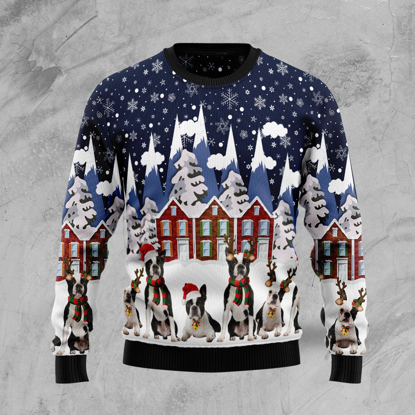 Boston Terrier Family Ugly Christmas Sweater, Ugly Sweater For Men Women, Holiday Sweater