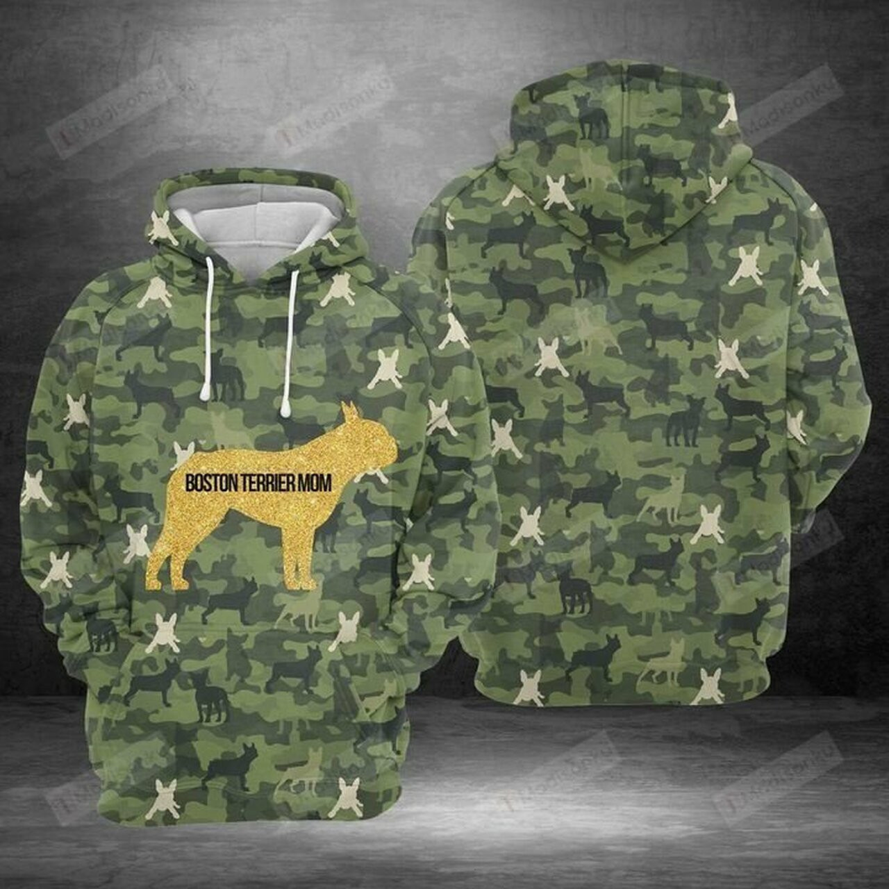 Boston Terrier Mom Camo For Unisex 3d All Over Print Hoodie