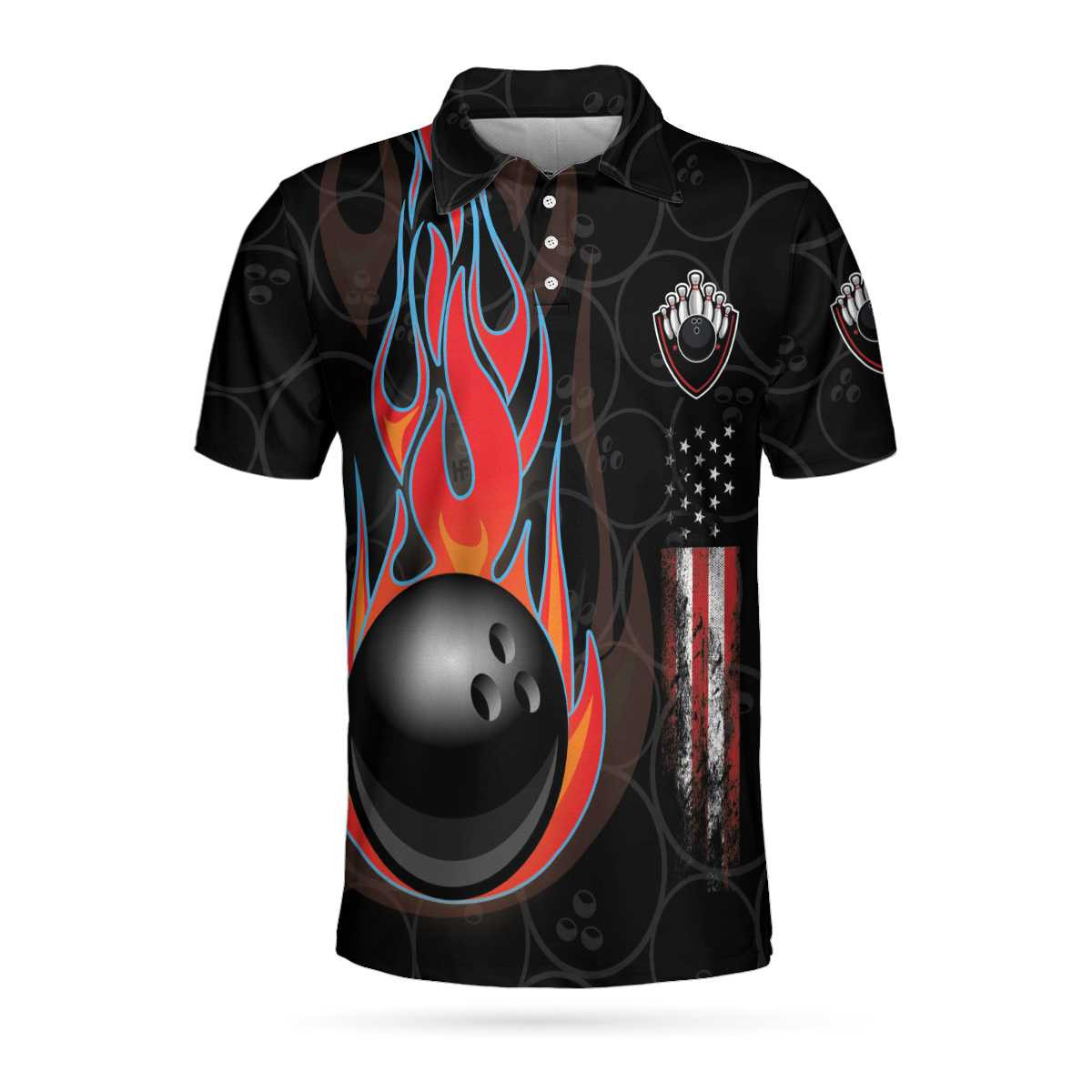 Bowling And Skull Team Black Short Sleeve Polo Shirt Skull Polo Shirt Best Bowling Shirt For Men