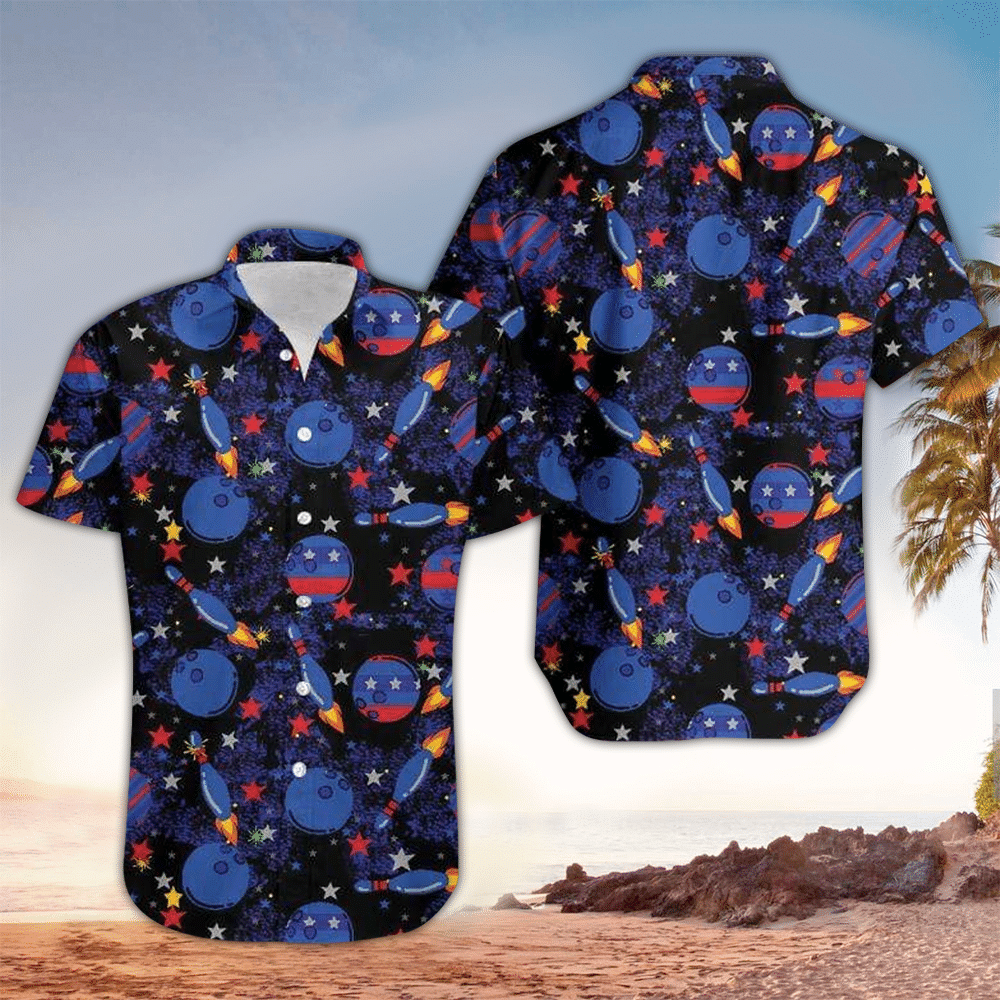 Bowling Apparel Bowling Button Up Shirt Summer Aloha Shirt