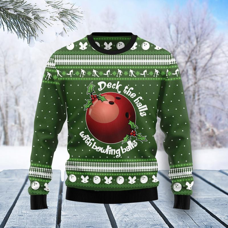 Bowling Ball Ugly Christmas Sweater Ugly Sweater For Men Women