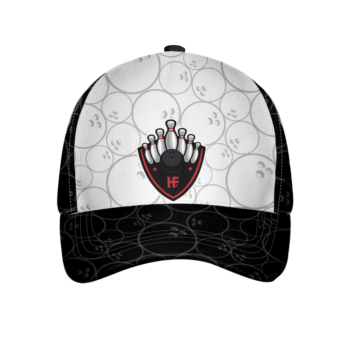 Bowling Black And White Pattern Cap