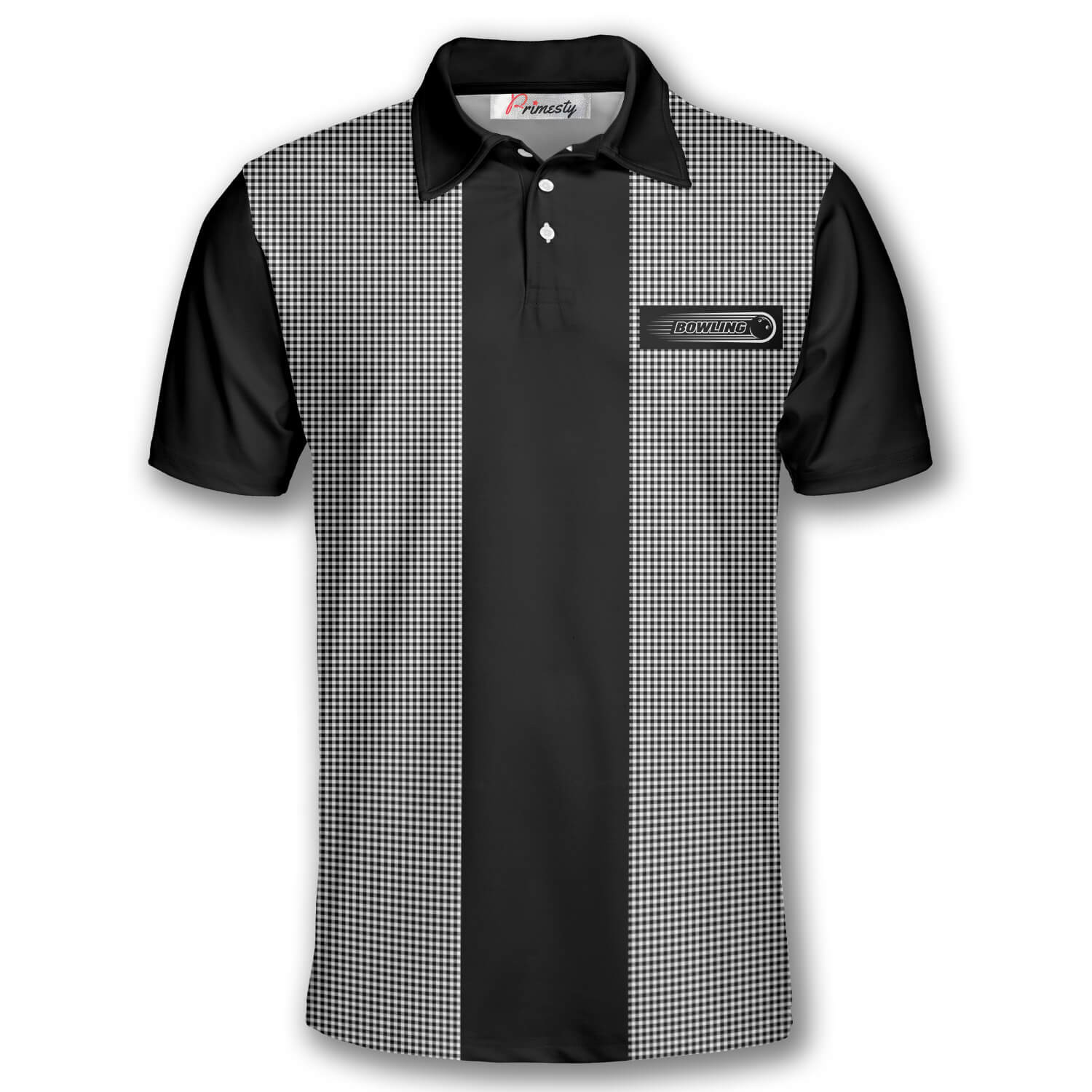 Bowling Gingham Print Custom Polo Bowling Shirts for Men