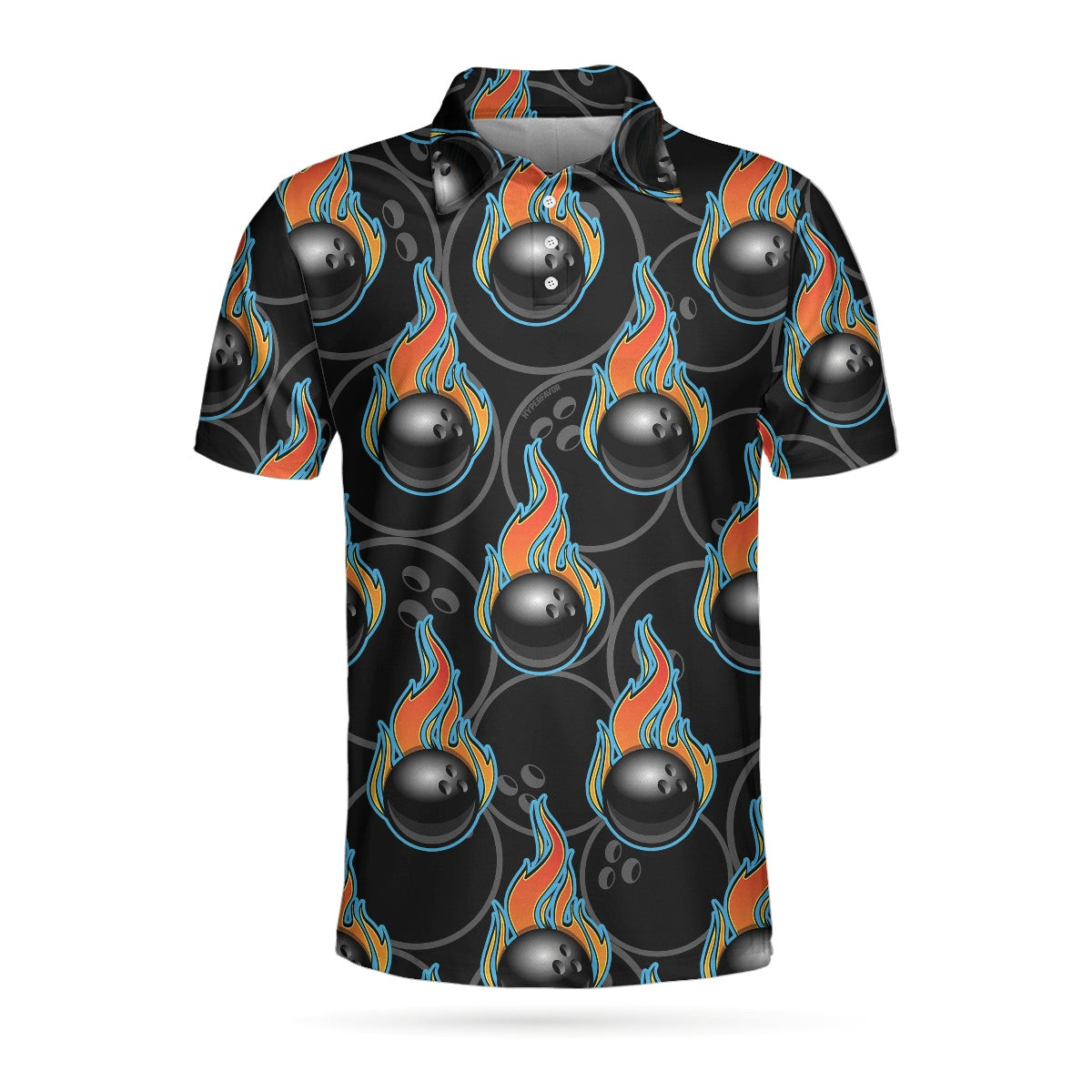 Bowling In Fire Seamless Pattern Short Sleeve Polo Shirt Bowling Ball Polo Shirt Best Bowling Shirt For Men