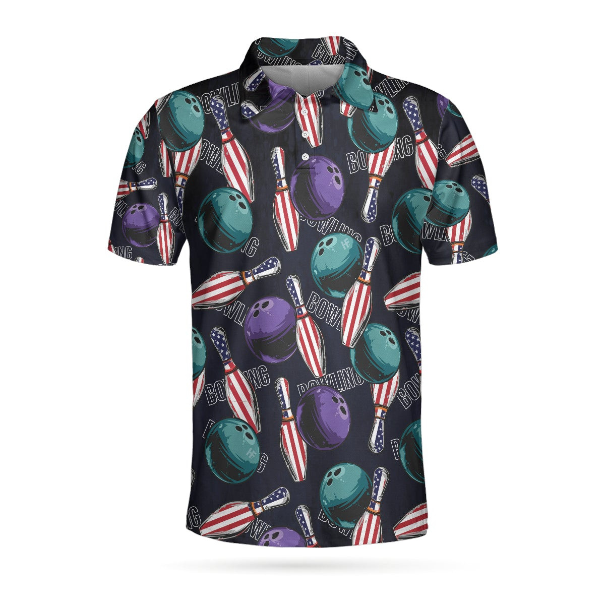 Bowling Is My Life Polo Shirt American Flag Pattern Bowling Shirt For Men