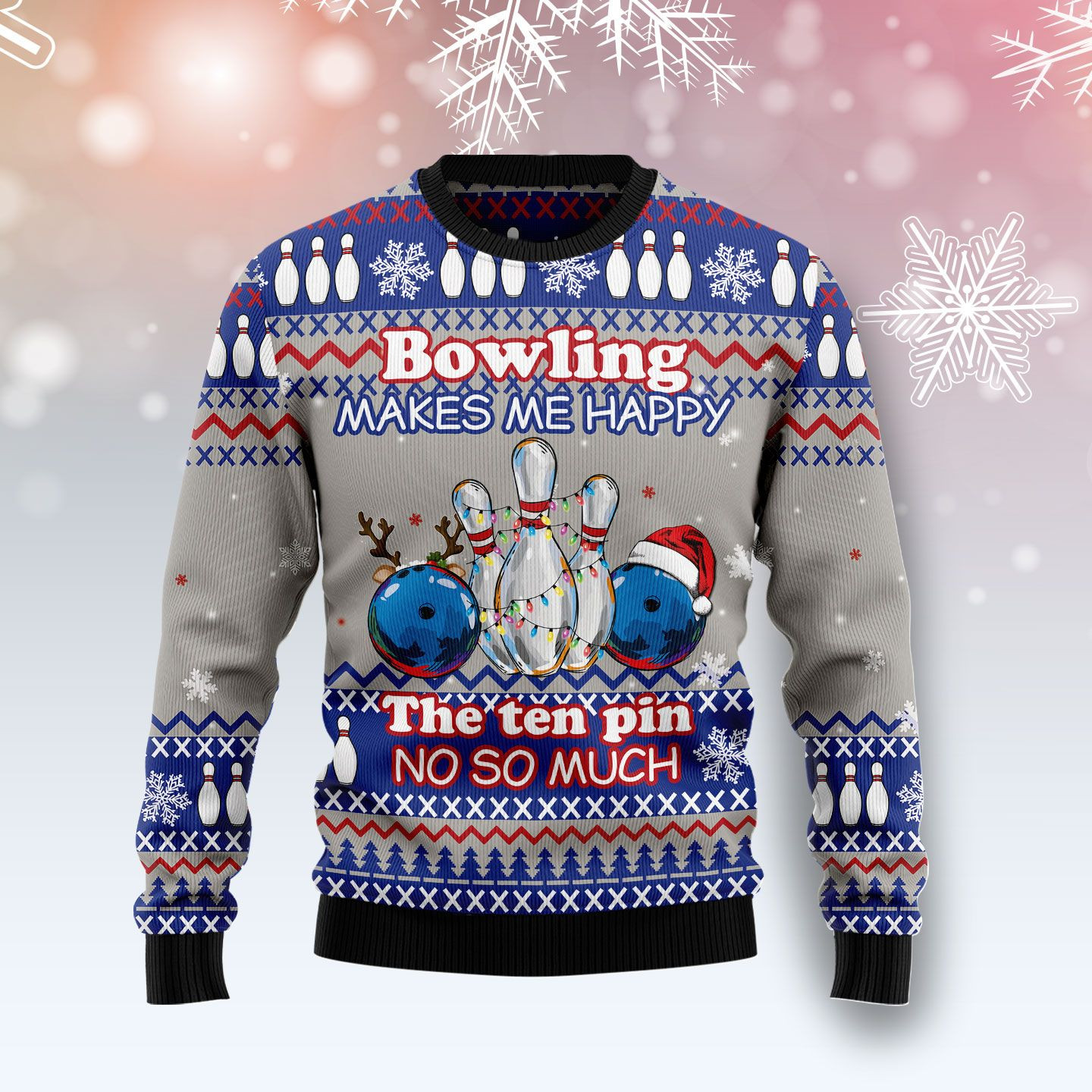 Bowling Merry Christmas Ugly Christmas Sweater Ugly Sweater For Men Women