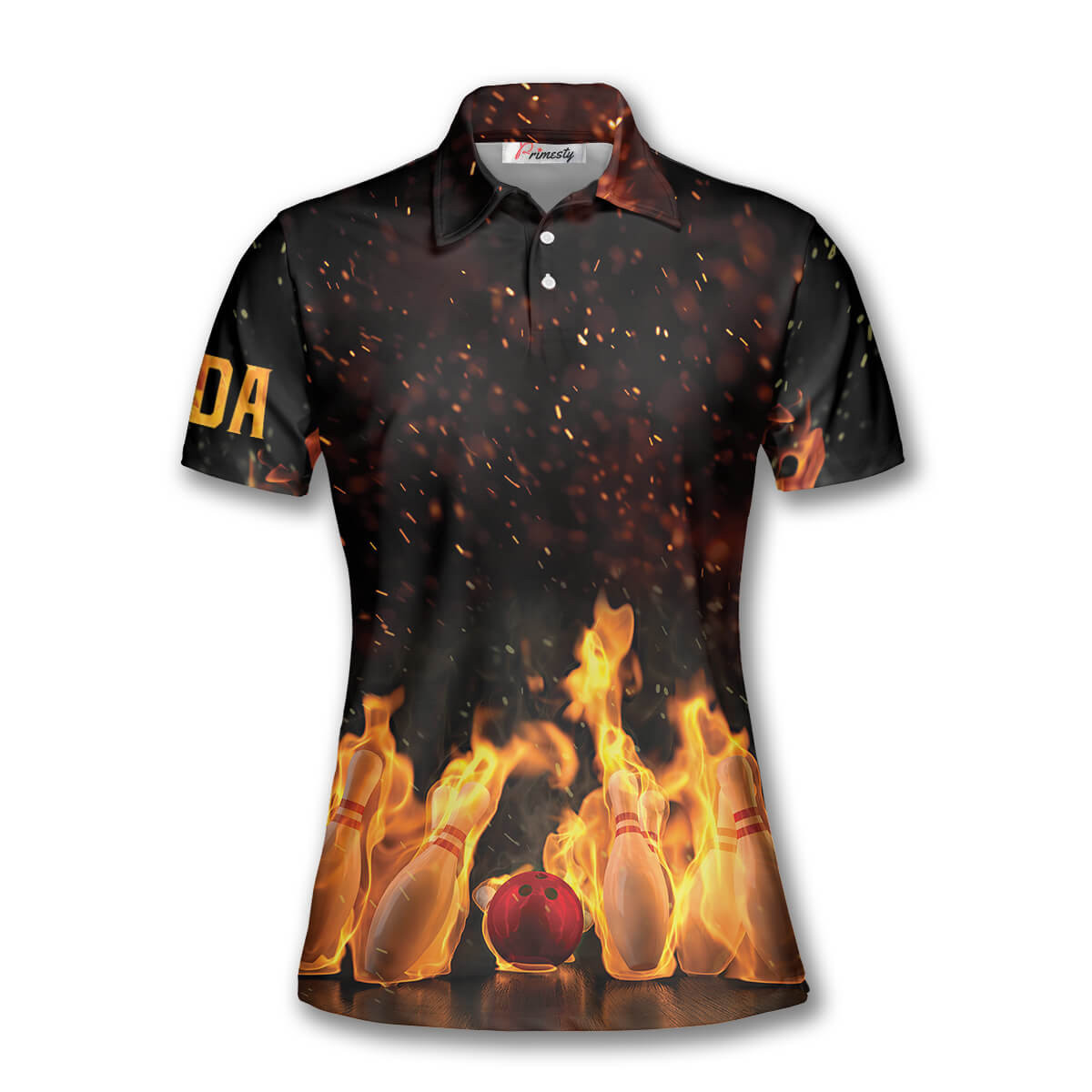 Bowling Queen Fire Flame Custom Polo Bowling Shirts for Women