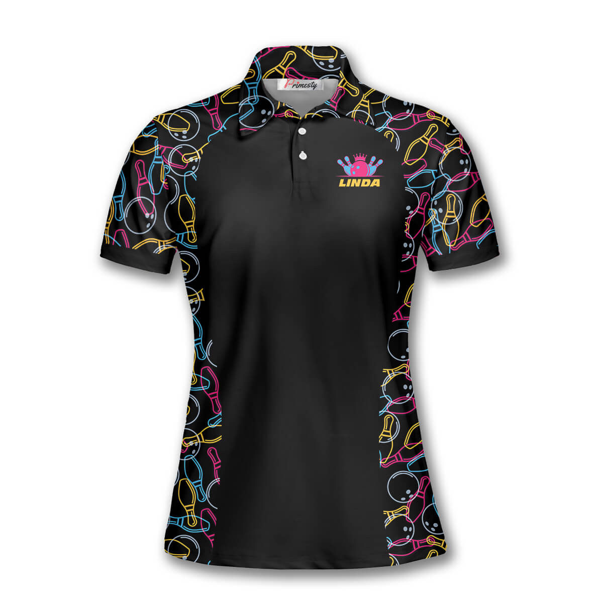 Bowling Queen Pattern Emblem Custom Polo Bowling Shirts for Women