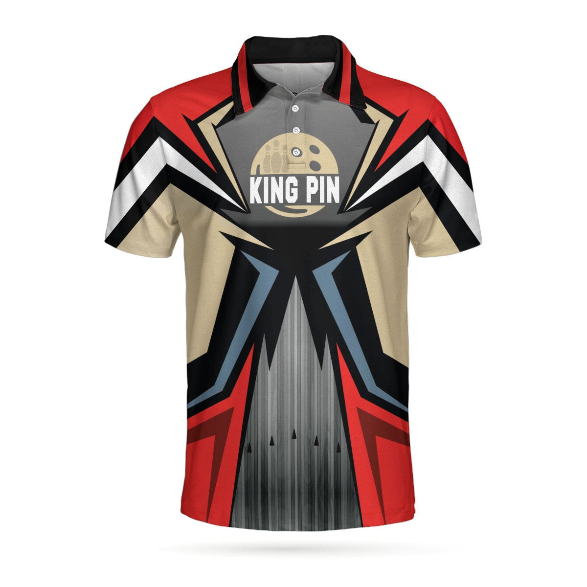 Bowling Red Kingpin Short Sleeve Polo Shirt Bowling Alley Polo Shirt Best Bowling Shirt For Men