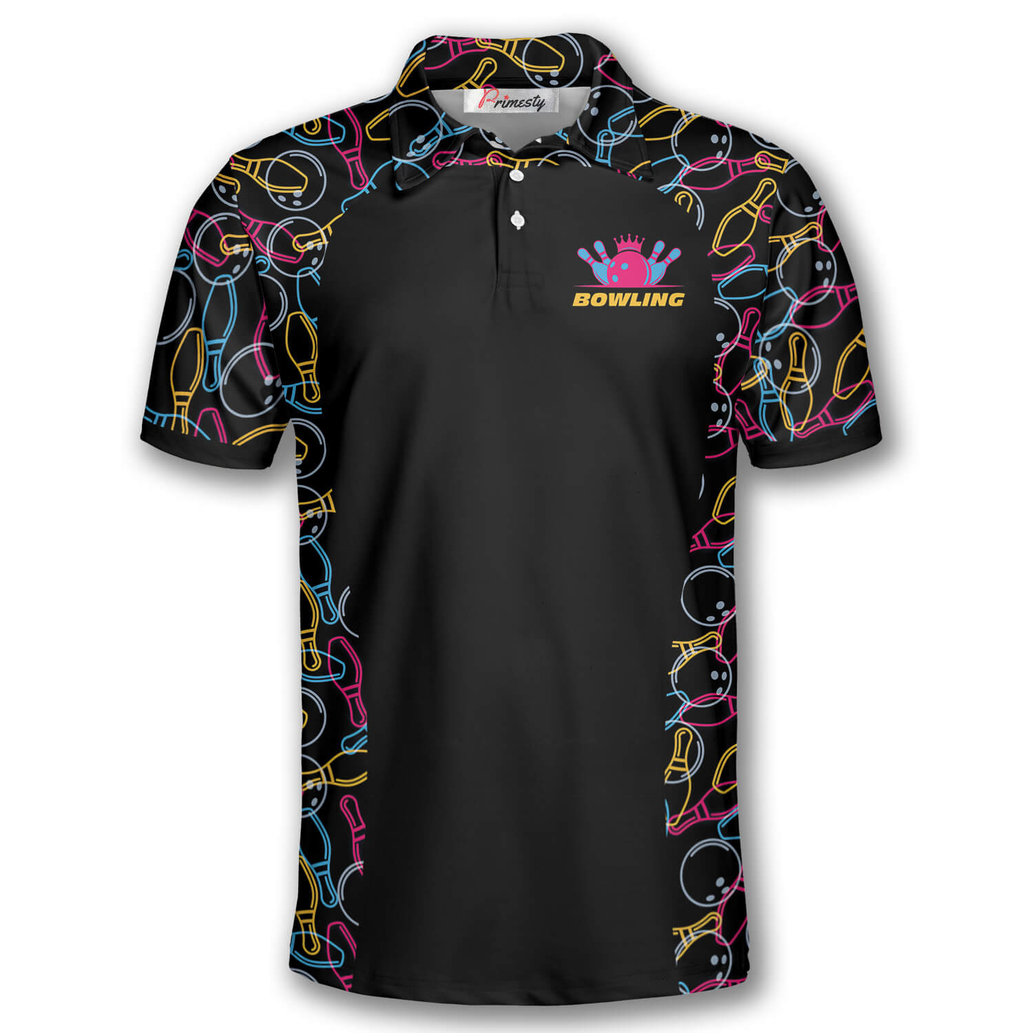 Bowling Seamless Pattern Bowling Shirts for Men Bowling Polo Shirt