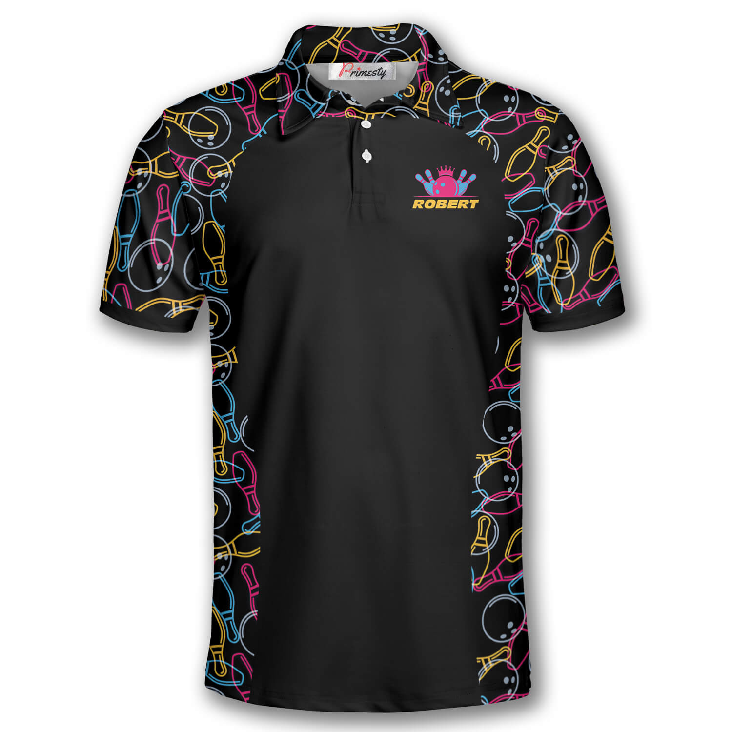 Bowling Seamless Pattern With Name Custom Polo Bowling Shirts for Men