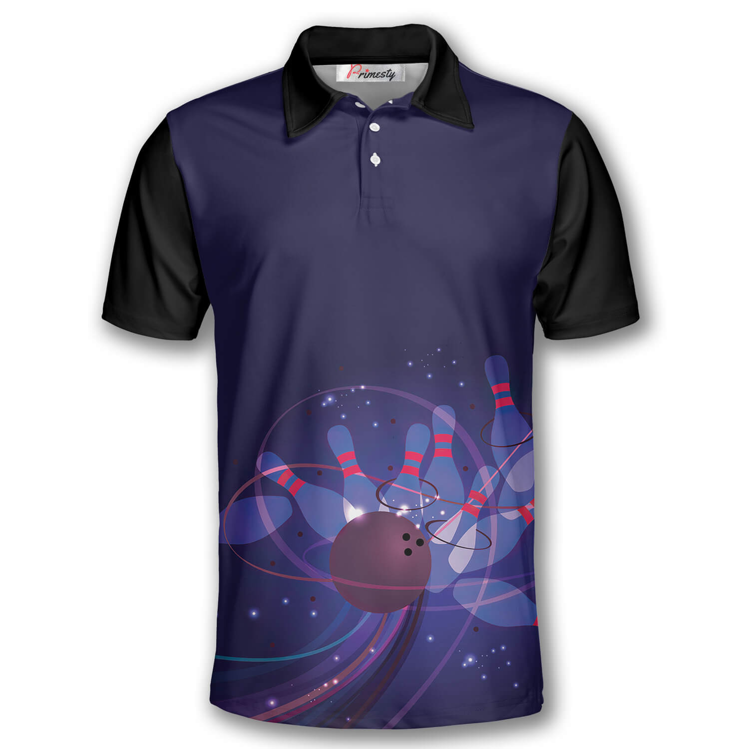 Bowling Skittles Scattering Ball Bowling Shirts for Men Bowling Polo Shirt