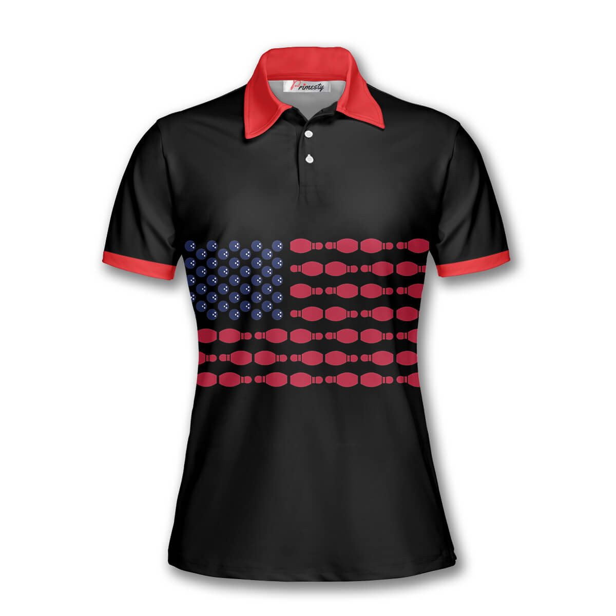 Bowling USA Flag Player Skull Custom Polo Bowling Shirts for Women