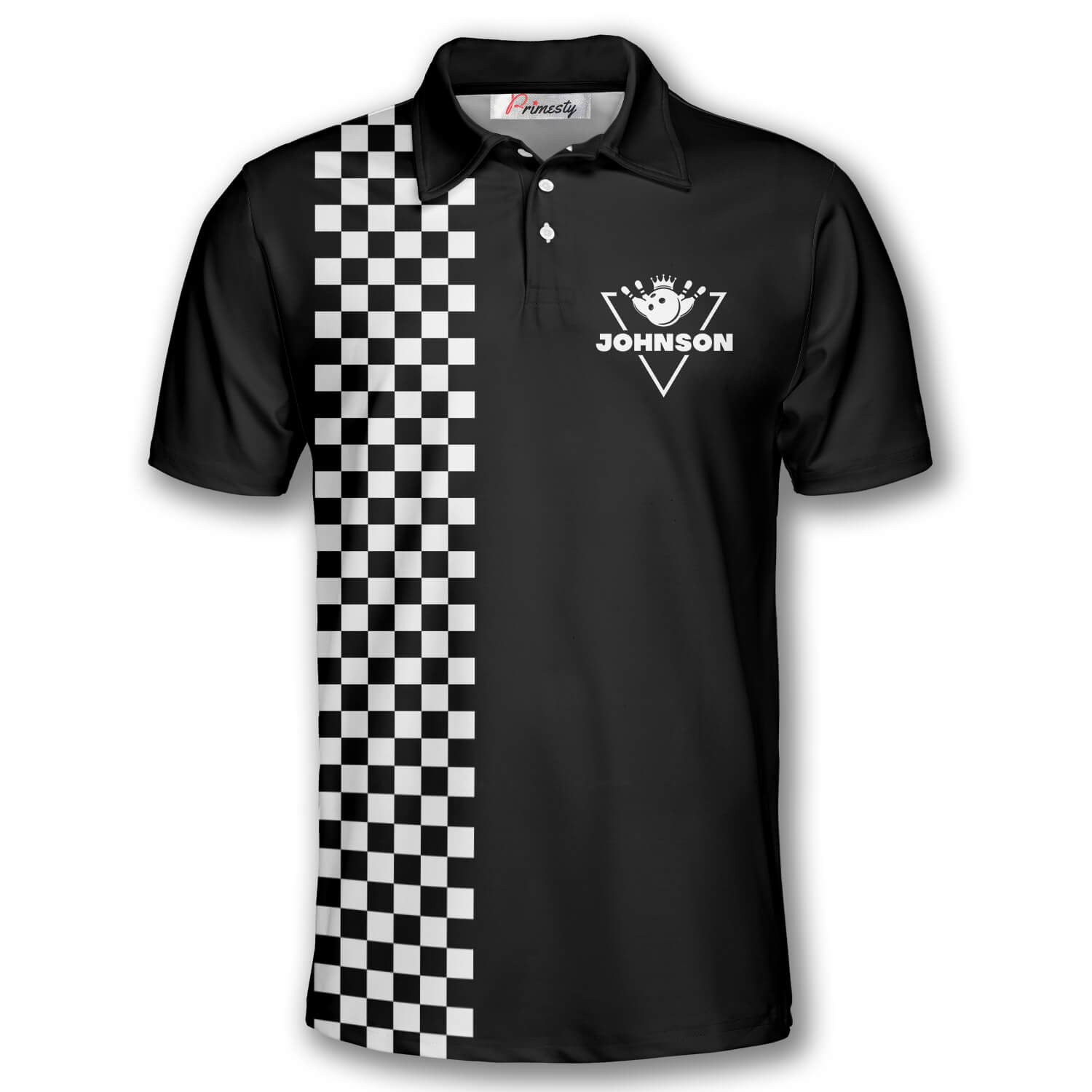 Bowling With A Chance Of Cussing Checked Panel Custom Polo Bowling Shirts For Men