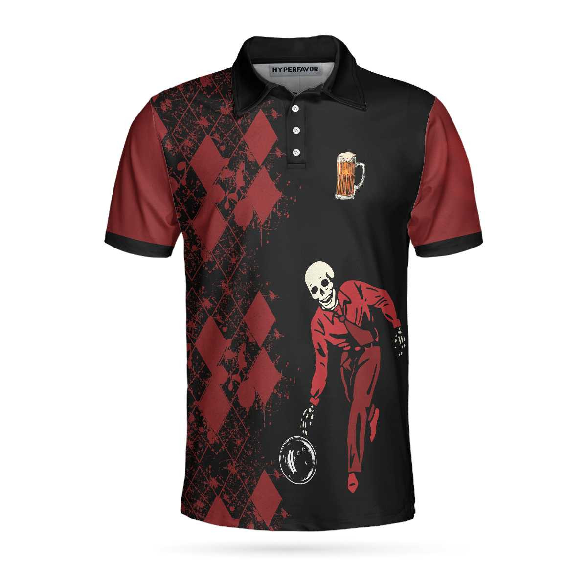 Bowling With A Chance Of Drinking Polo Shirt Red And Black Bowling Shirt For Men Bowling Beer Polo Shirt