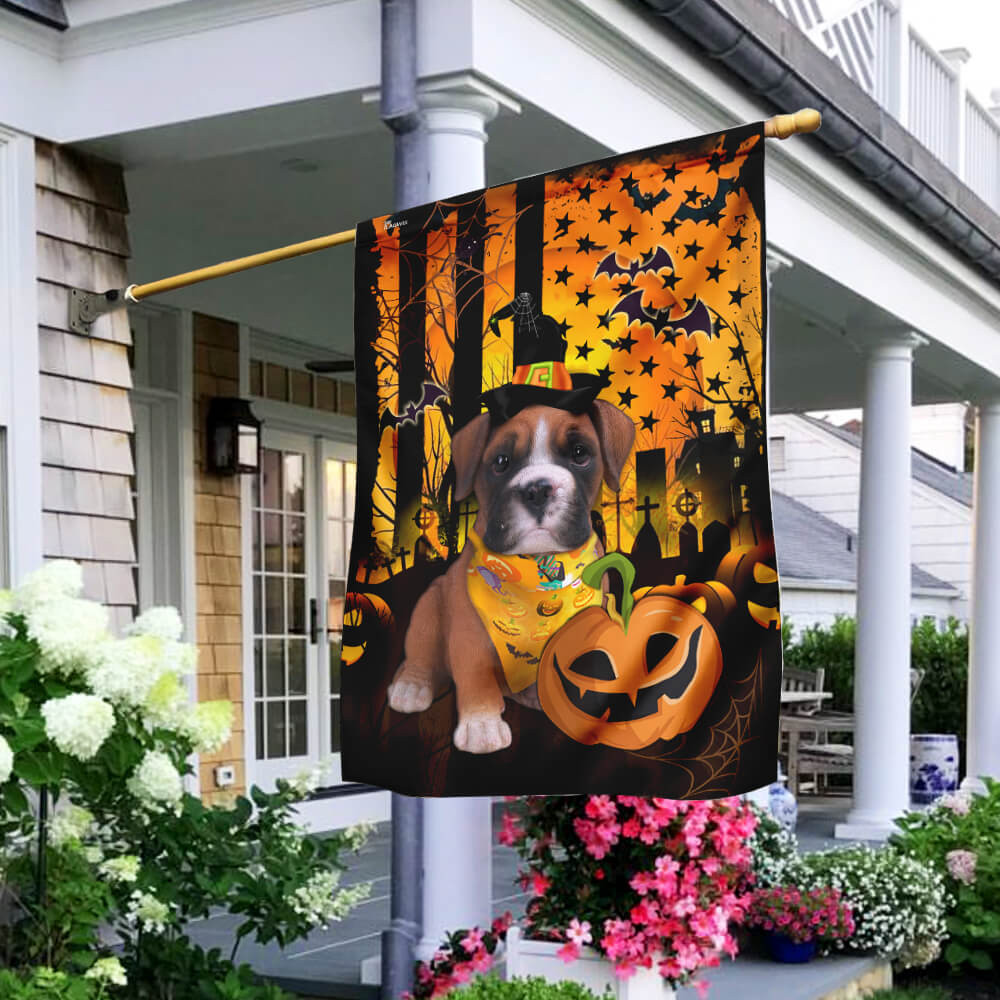 Boxer Dog Halloween Flag Halloween Outdoor Decor Fall Yard House Decoration